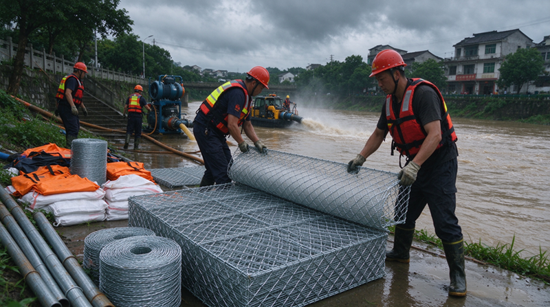 Produsele de prevenire a inundațiilor Changshu Jianghe furnizează materiale de gabion și plasă galvanizată pentru proiectul de sprijin pentru drenajul de urgență din Mongolia Internă Produsele de prevenire a inundațiilor Changshu Jianghe furnizează materiale de gabion și plasă galvanizată pentru proiectul de sprijin pentru drenajul de urgență din Mongolia Internă